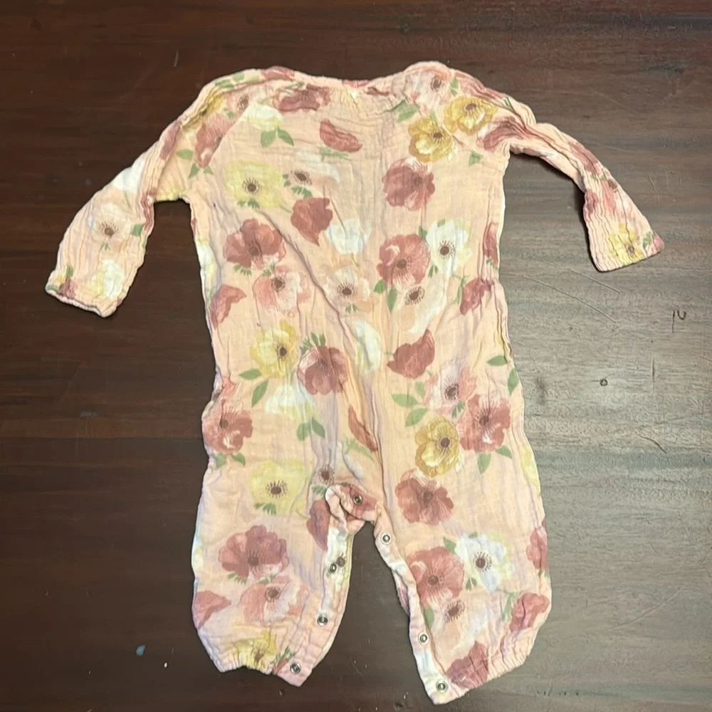 Angel Dear pink floral cotton onesie size 12-18 mo